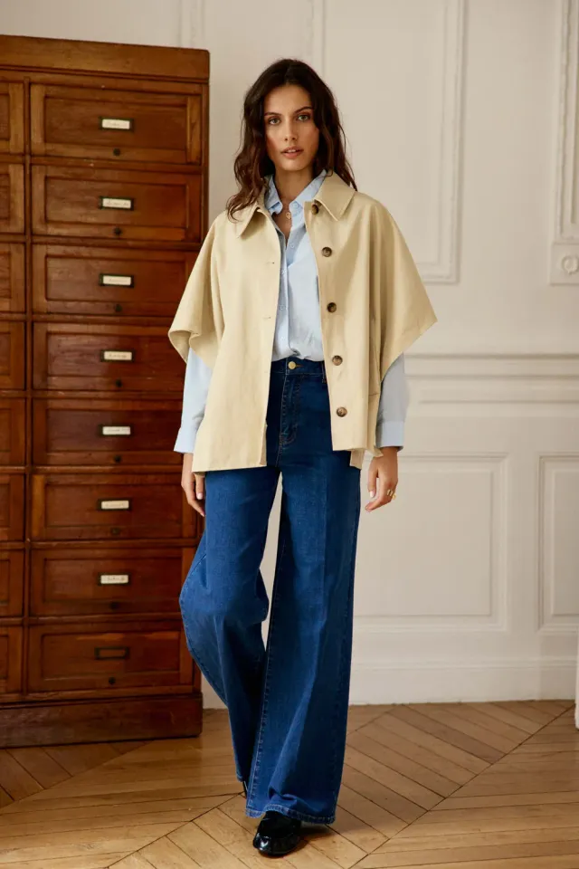 La Petite Etoile Netta cape beige korte lengte