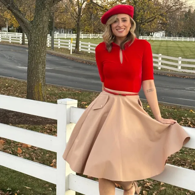 Tatyana Delilah Circle Skirt rok rood katoen zakken