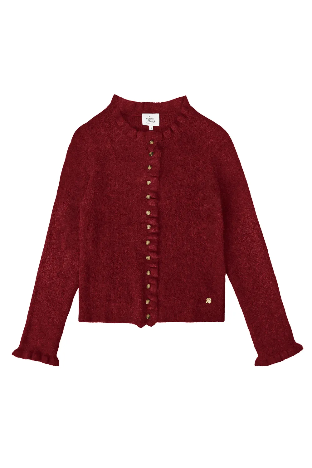 La Petite Etoile Mudya gilet brique honingraat met volant
