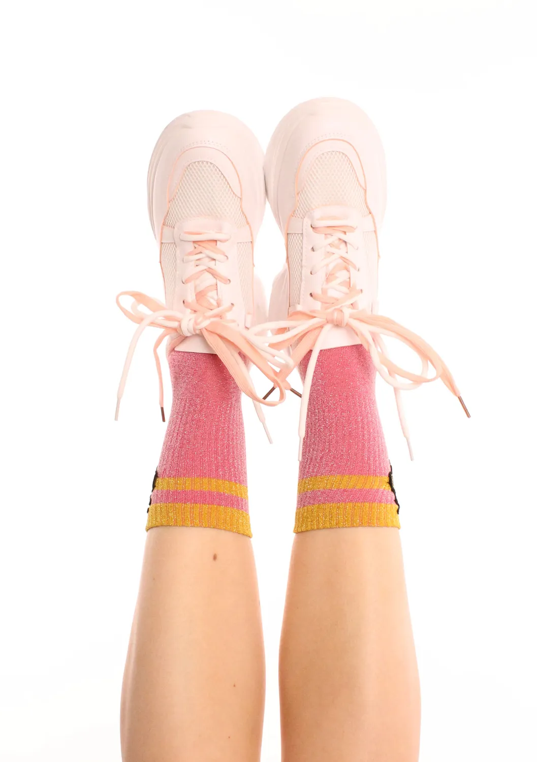 Pinned By K Bij Glitter Sokken Roze One Size