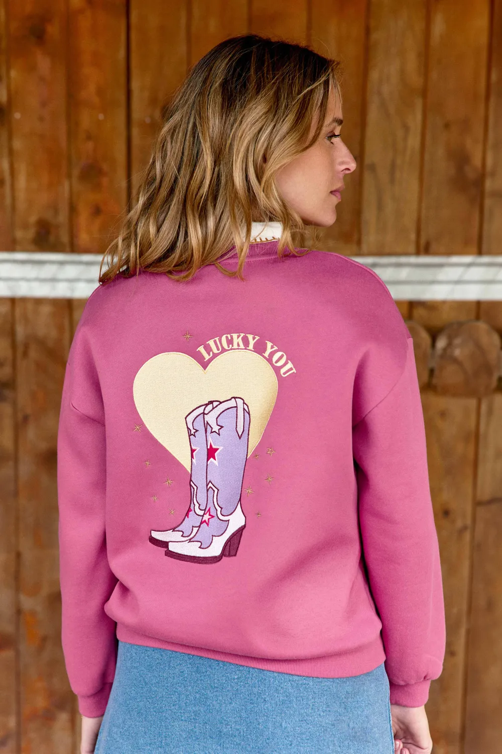 La Petite Etoile Tucky sweater roze geborduurd katoen