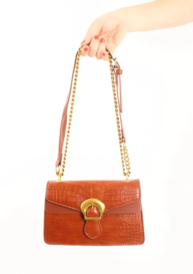 LOVEDRUNKY Croco Crossbody schoudertas Bruin 22 cm