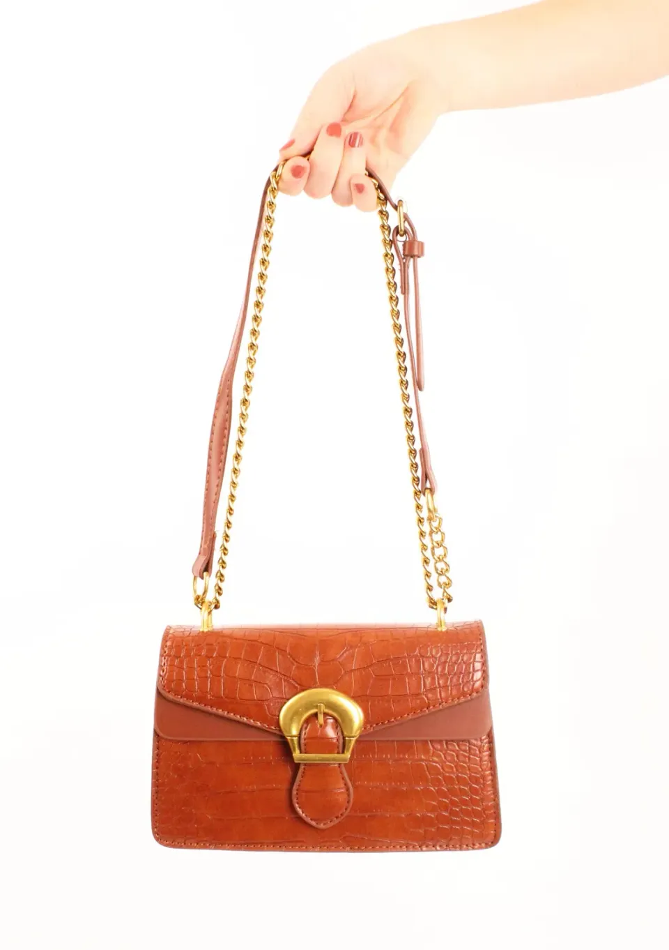 LOVEDRUNKY Croco Crossbody schoudertas Bruin 22 cm
