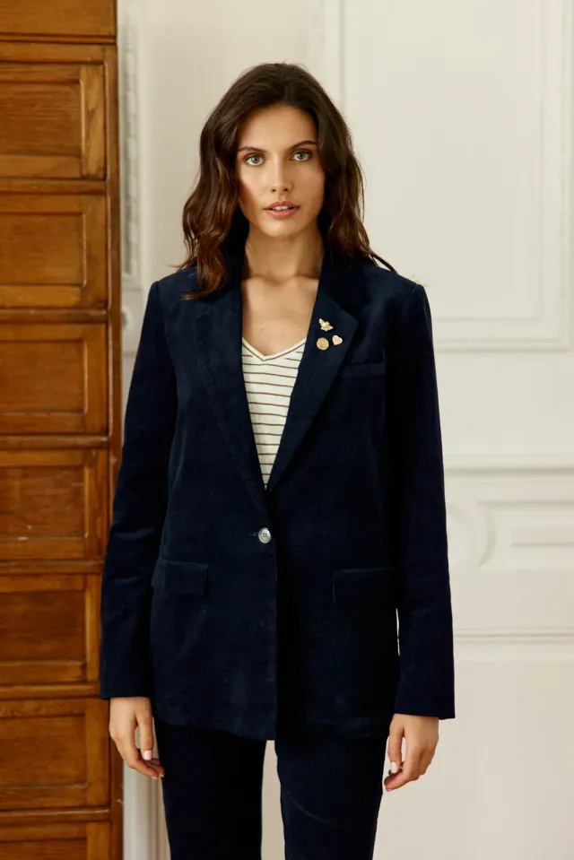 La Petite Etoile Viano blazer marine ribfluweel