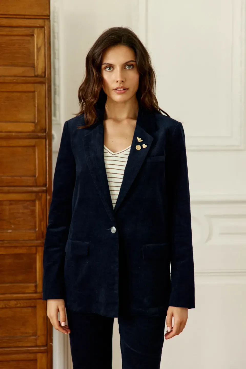 La Petite Etoile Viano blazer marine ribfluweel