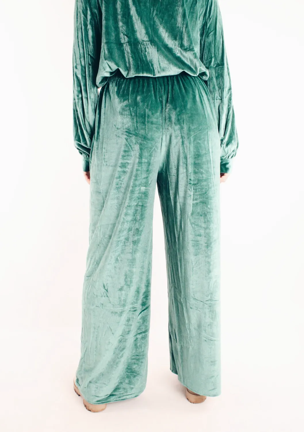 LOVEDRUNKY Velvet broek Groen zachte stof