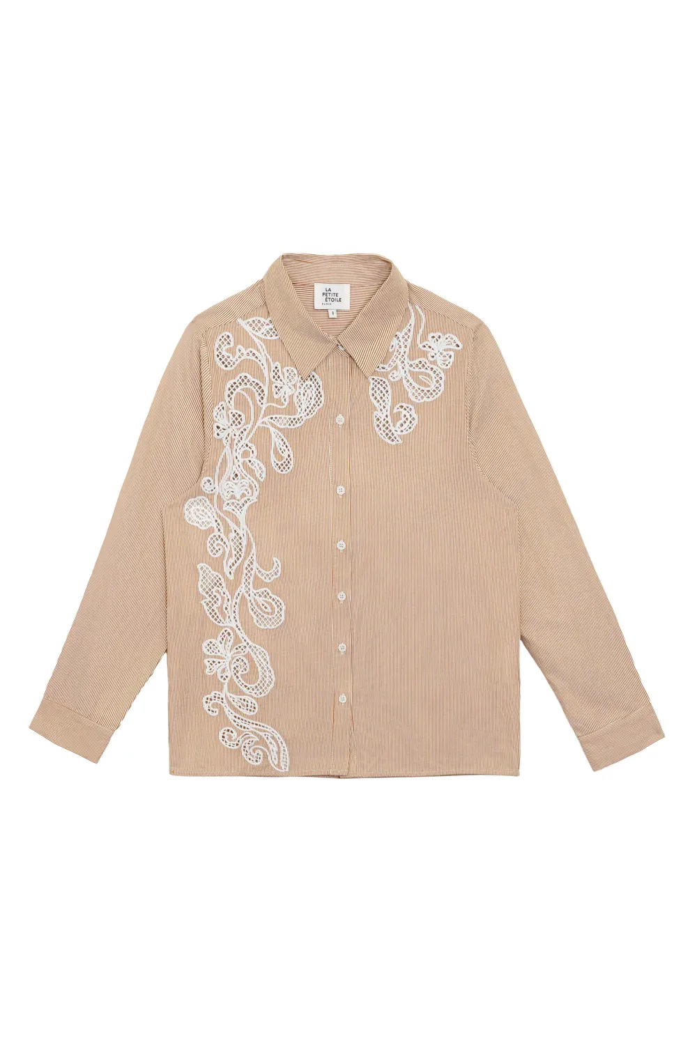 La Petite Etoile Clema blouse ecru camel geborduurd