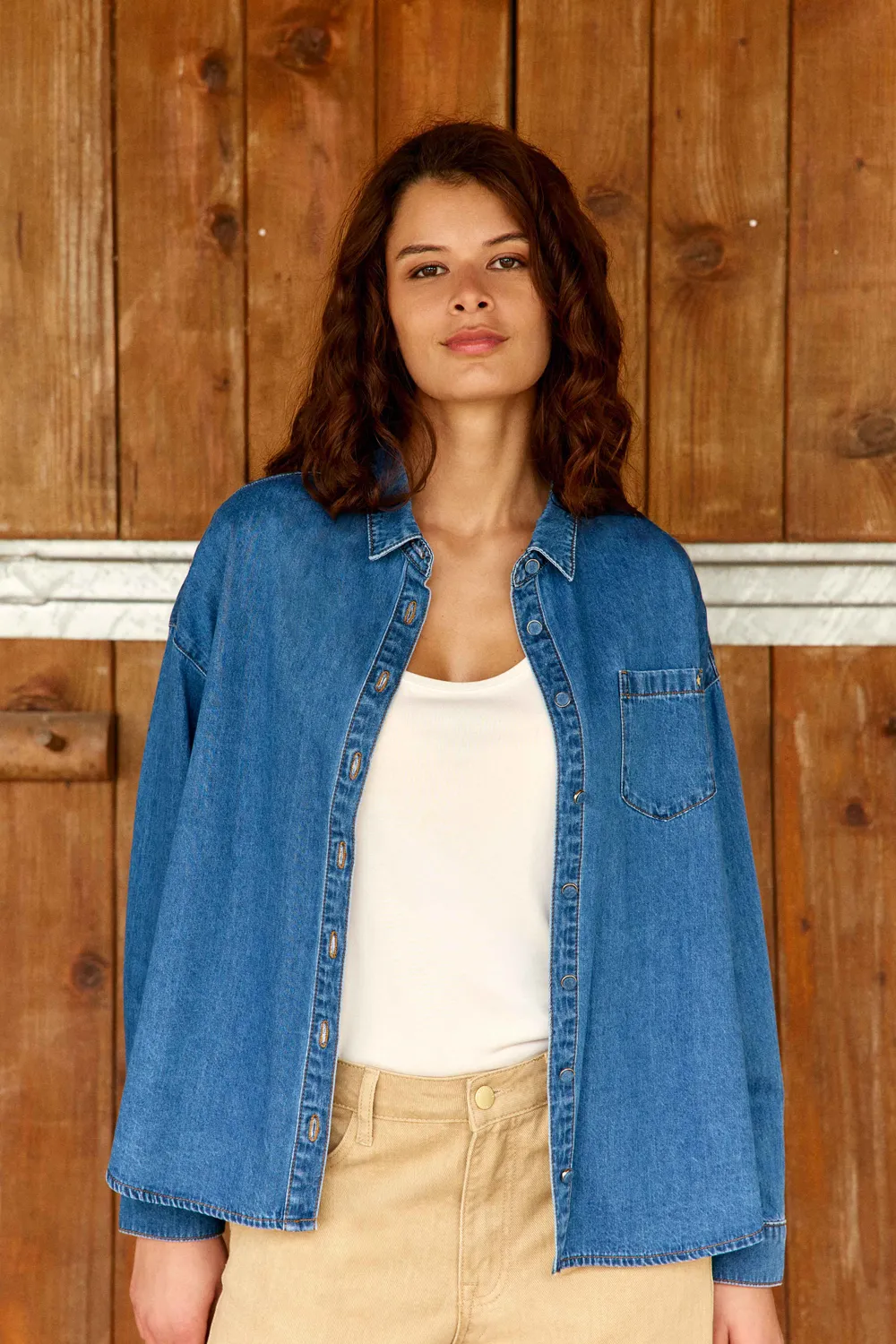 La Petite Etoile Chanico denim blouse blauw recht