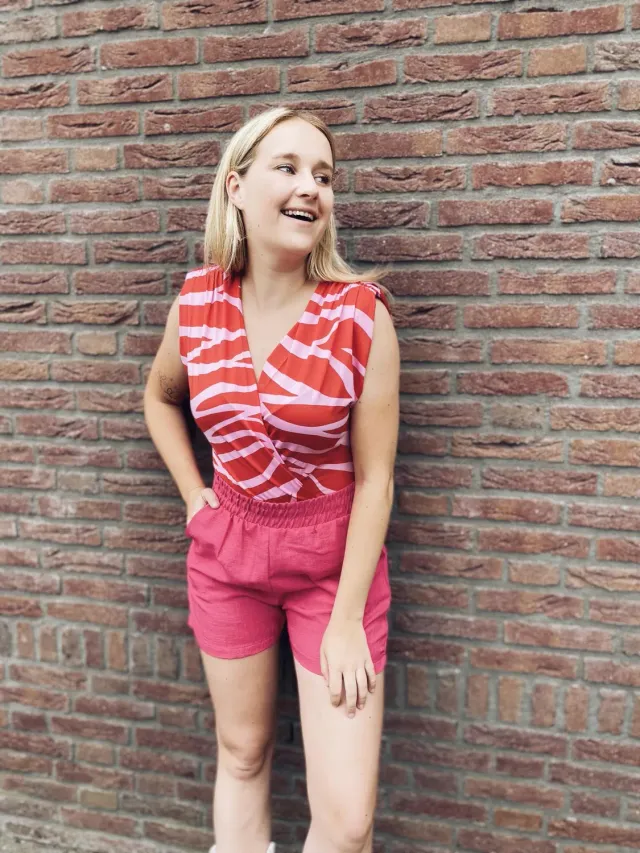LOVEDRUNKY Colourblock body rood roze print