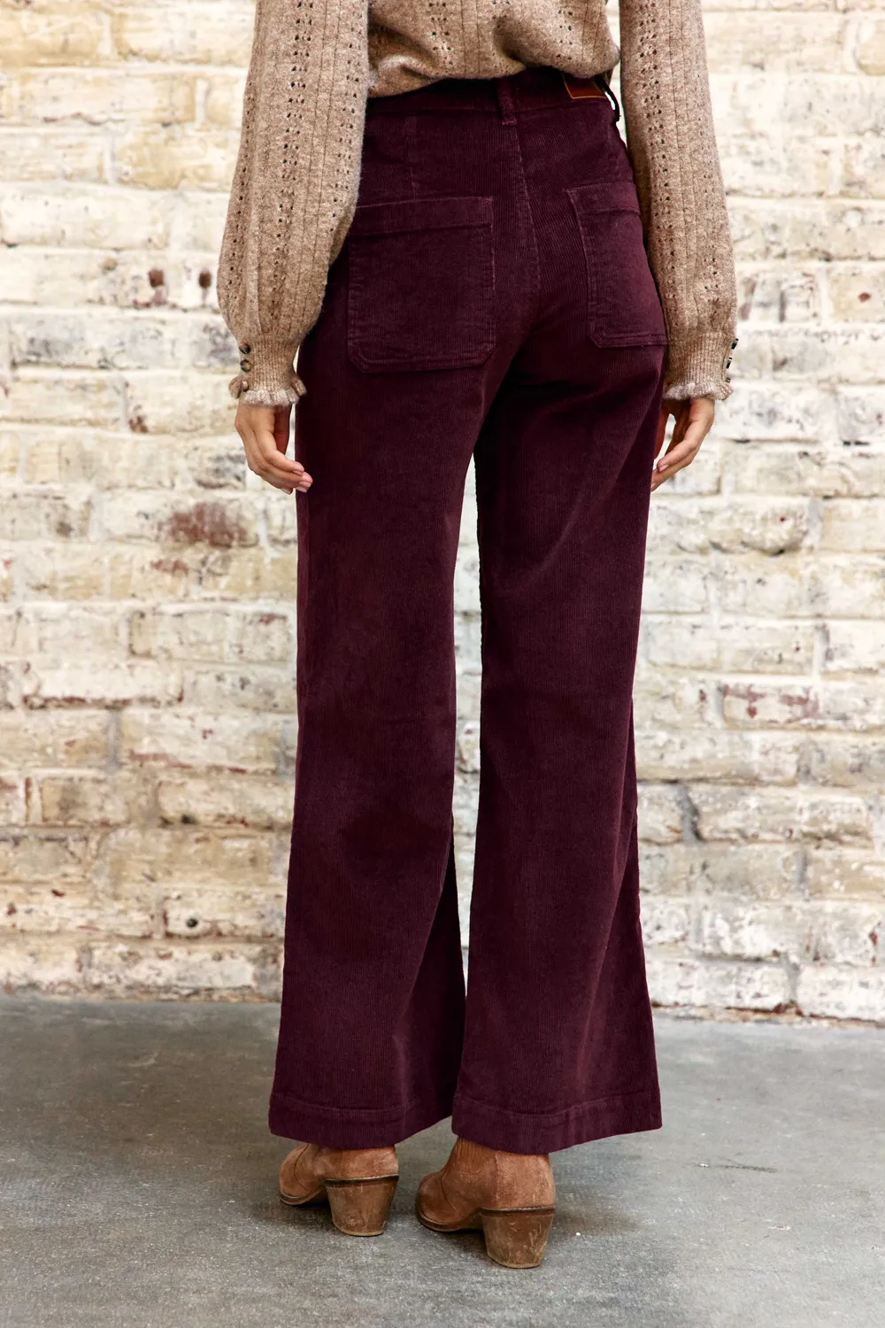 La Petite Etoile Atlanty wijde broek bordeaux ribfluweel