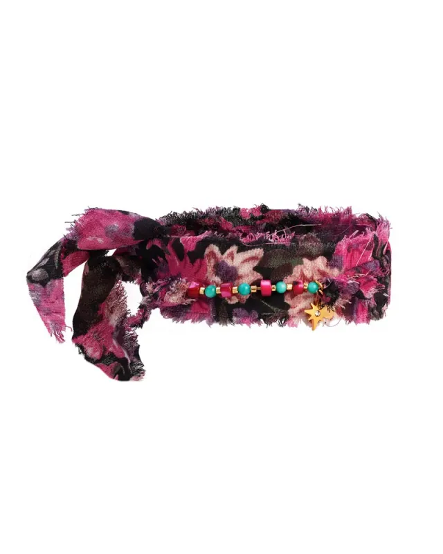 LOVEDRUNKY Armband Fabric Print armband roze 61 cm