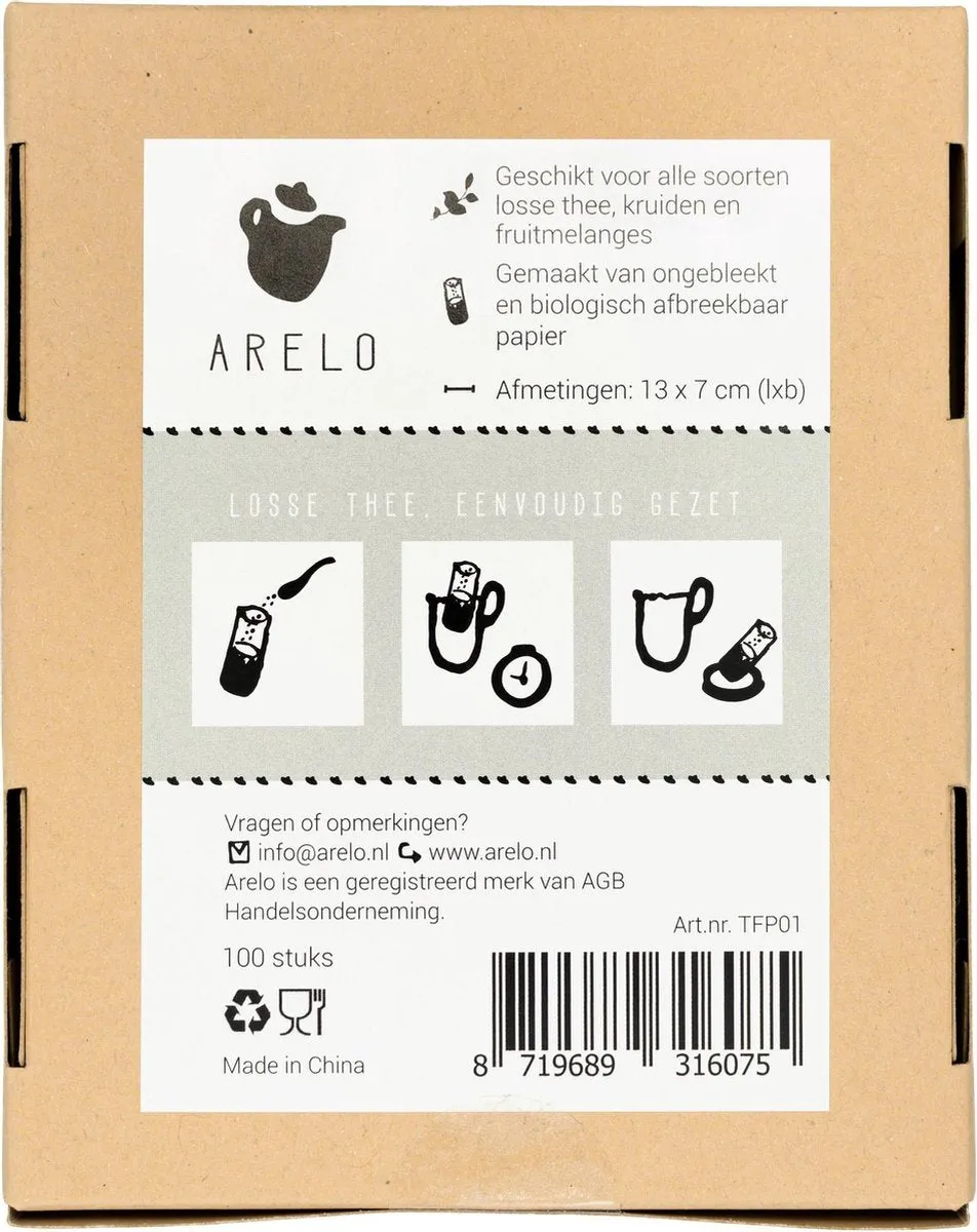 Arelo Papieren Theefilters 100 stuks 13x7cm
