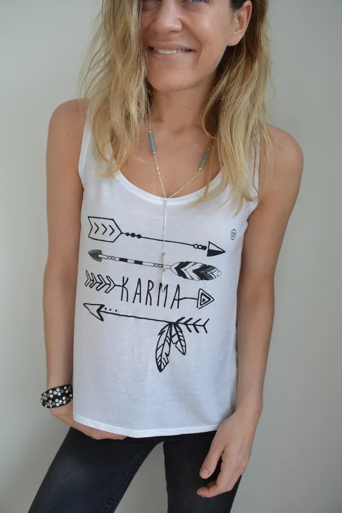 LOVEDRUNKY Karma High Low tanktop wit biologisch