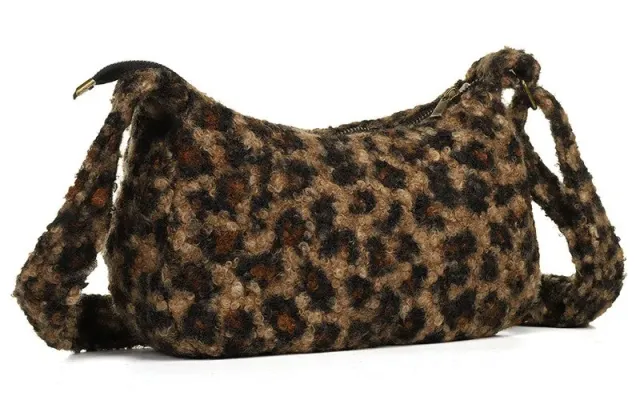 Amiek Vantoux schoudertas camel panter teddy 30 cm
