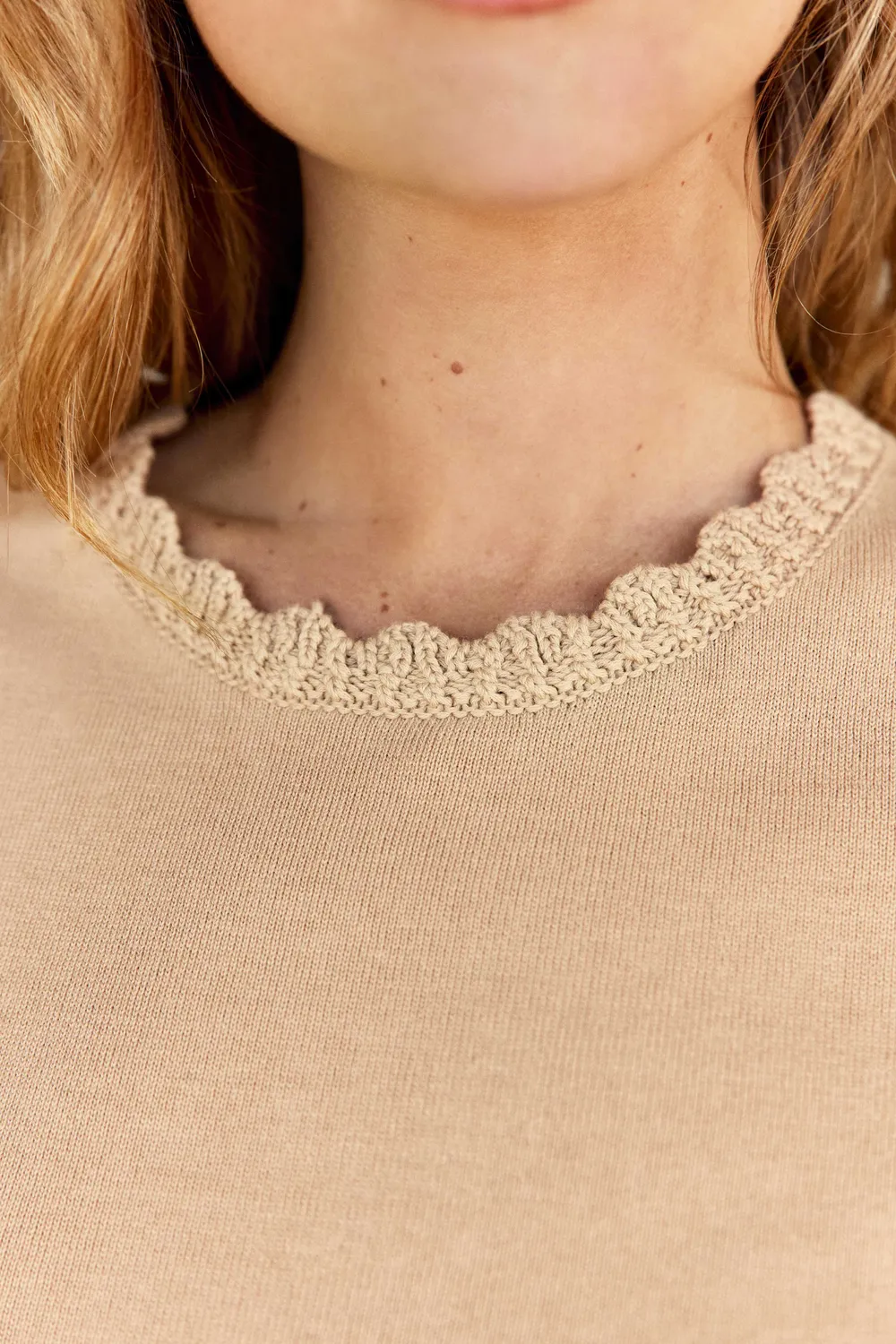 La Petite Etoile Melinda top gebreid beige ajour