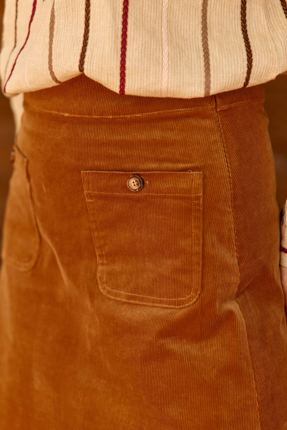 La Petite Etoile Jada rok camel ribfluweel kort