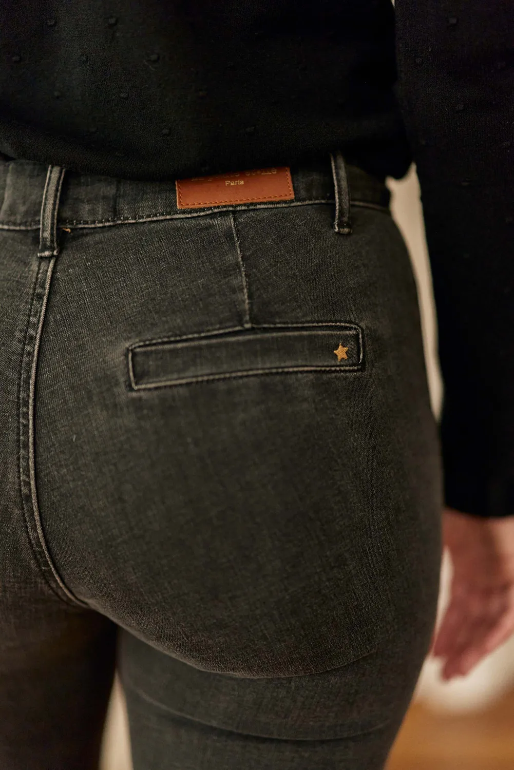 La Petite Etoile Sonny jeans grijs flare hoge taille