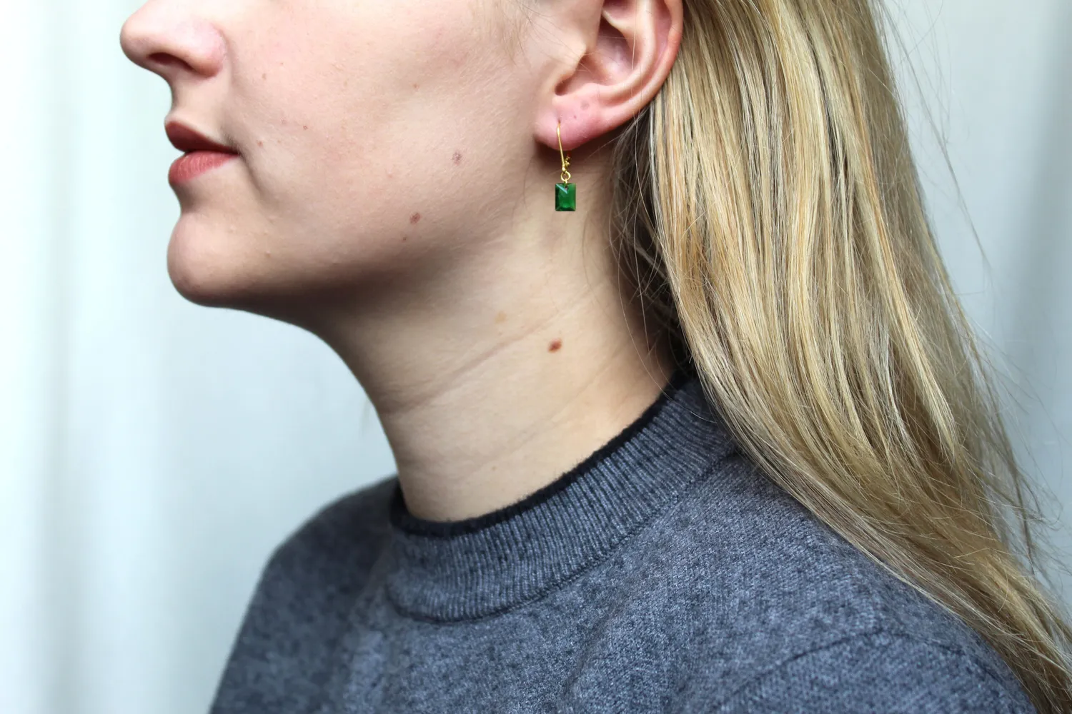 LOVEDRUNKY Oorbel gouden oorbel groen