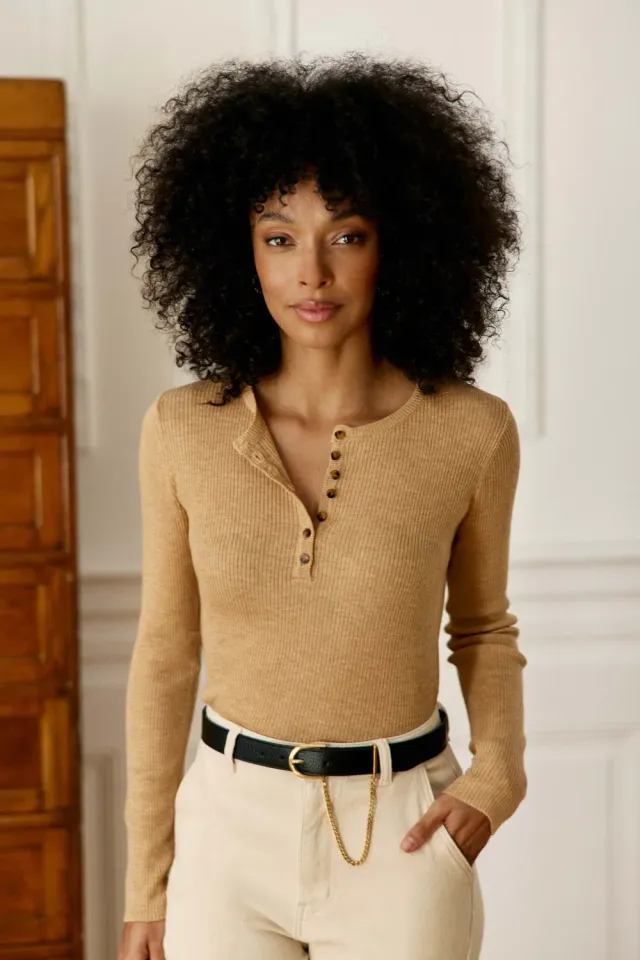 La Petite Etoile Malice trui camel polokraag