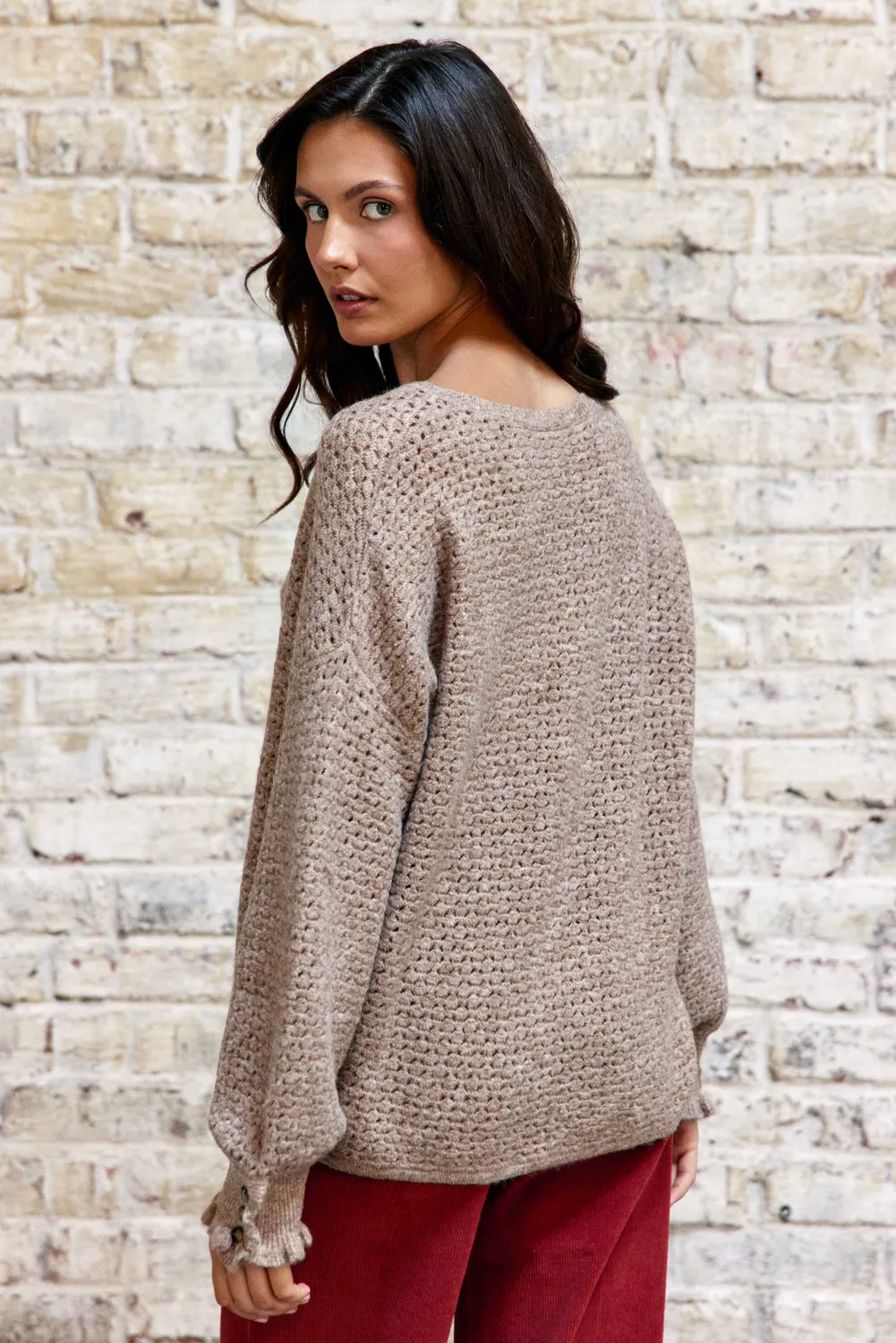 La Petite Etoile Mandine trui beige ajour wijd