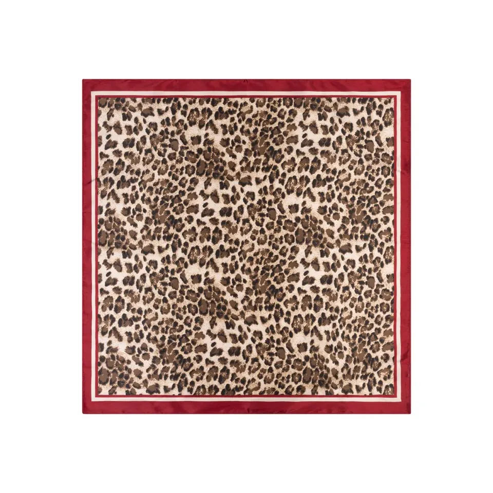 Amiek Betty's Leopard sjaal bordeaux 57x57 panter