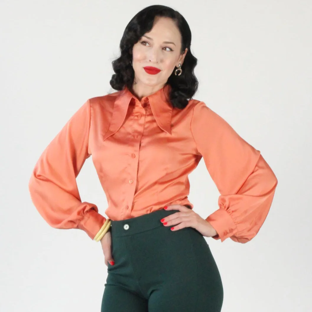 Tatyana Willow 1940's Blouse blouse zwart bishop mouw