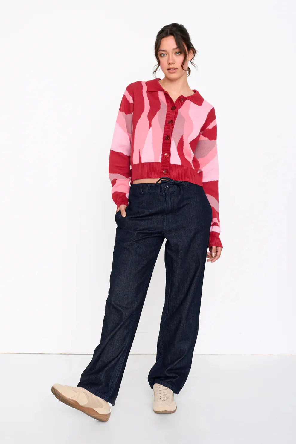 Amiek 24C Bobby Vest rood roze gebreid