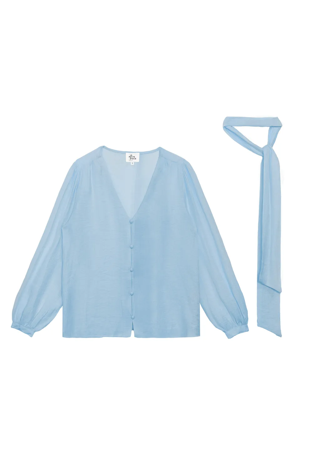 La Petite Etoile Bianca blouse lichtblauw strik