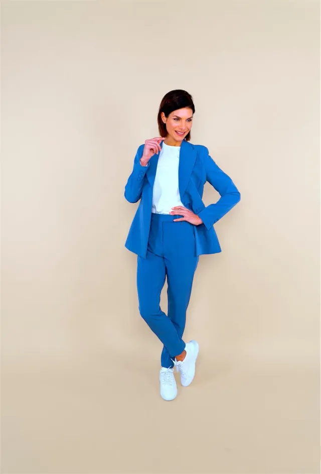 Laboutiek Blazer Long Model blazer kobaltblauw lang