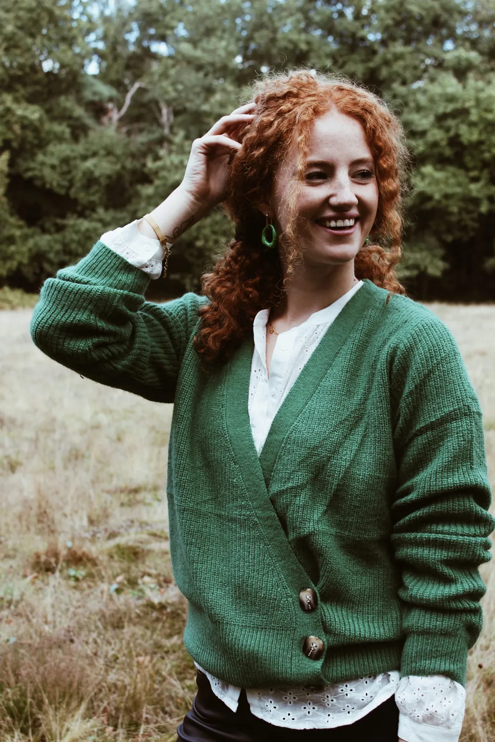 LOVEDRUNKY Wrap trui groen one size gebreid