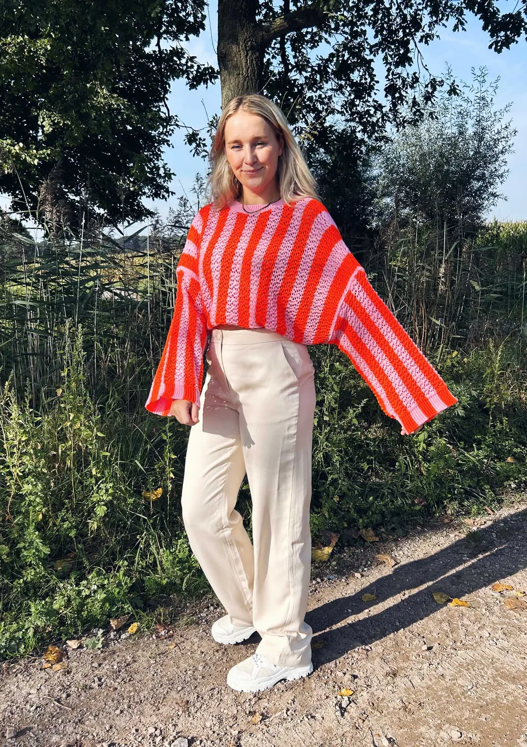 LOVEDRUNKY Knitted Gestreept trui Roze-Rood one size