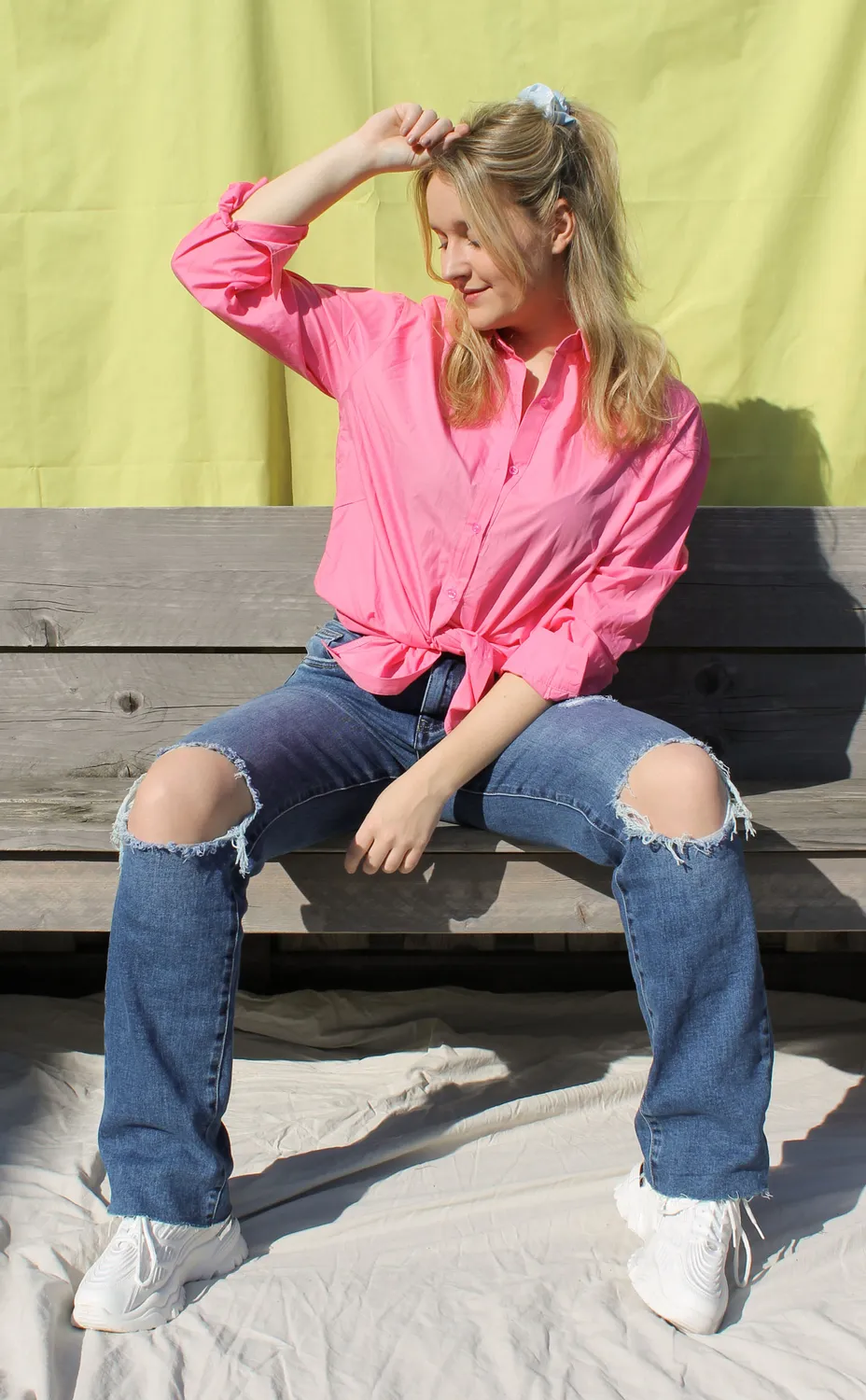 LOVEDRUNKY Blouse Basic blouse roze met kraag