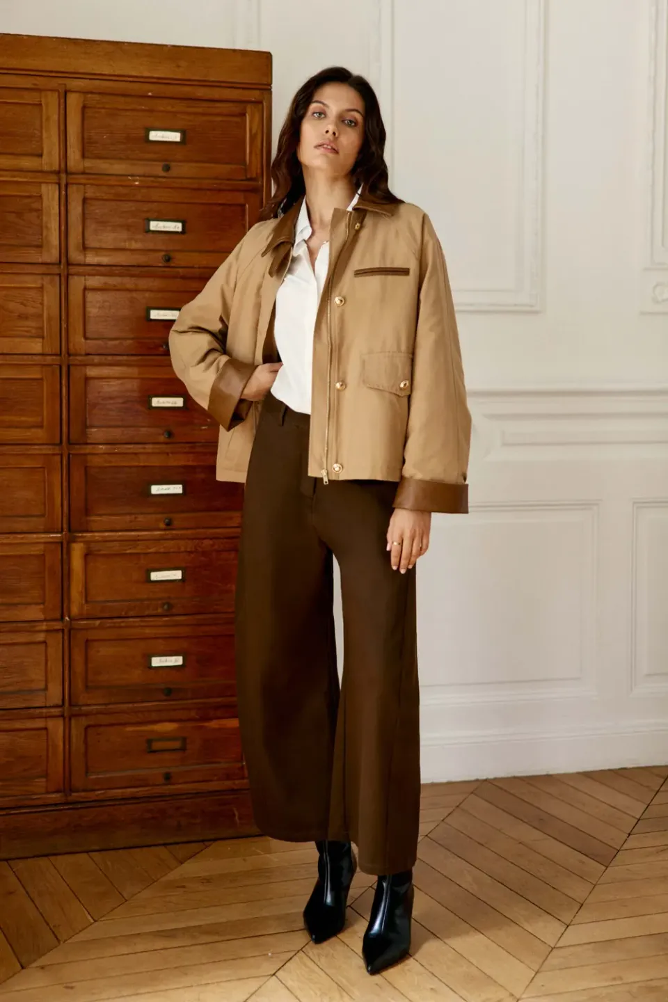 La Petite Etoile Velina parka camel kort bi-materiaal