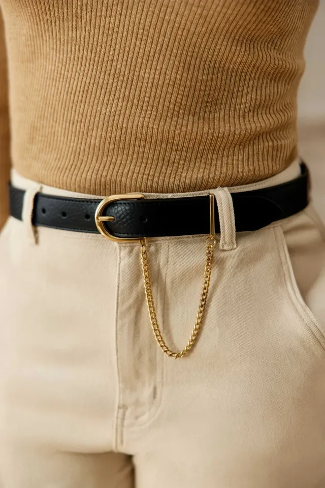 La Petite Etoile Alesia leren riem zwart met ketting