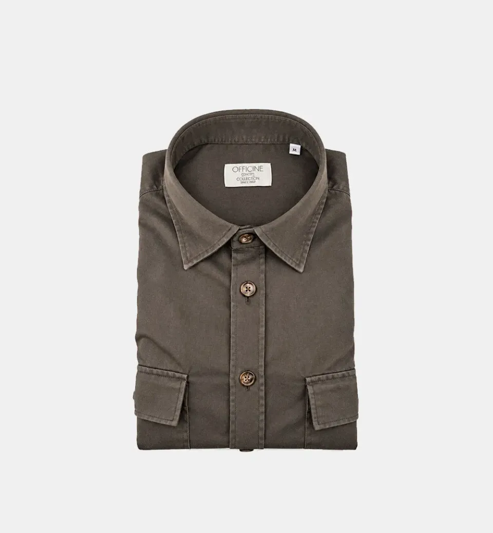 Officine Napoli Oder 1379 Over overhemd moro bruin