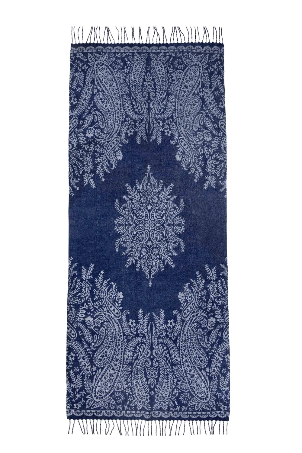 La Petite Etoile Ayla sjaal met franjes blauw