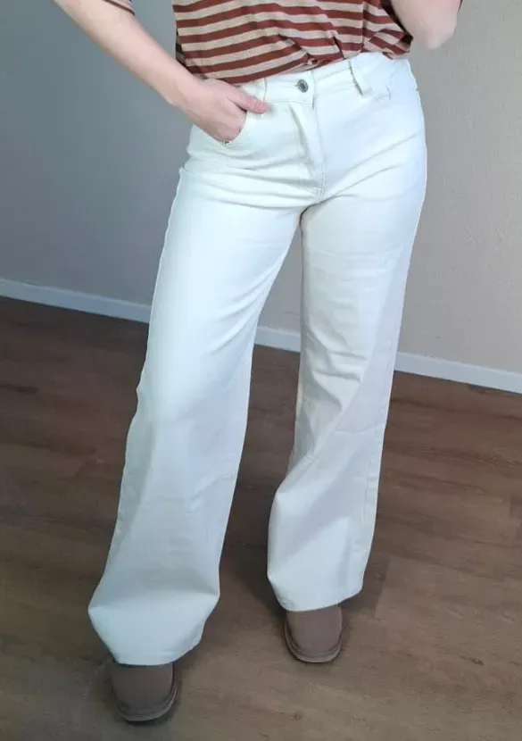 LOVEDRUNKY Wide Leg jeans beige hoge taille