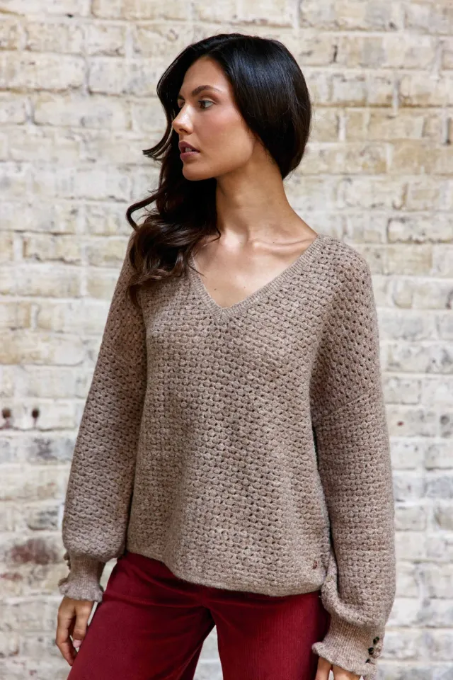 La Petite Etoile Mandine trui beige ajour wijd