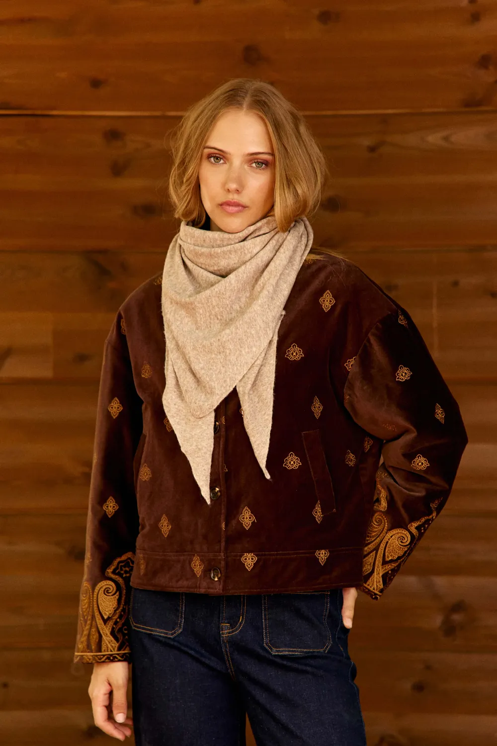 La Petite Etoile Arli jersey sjaal taupe