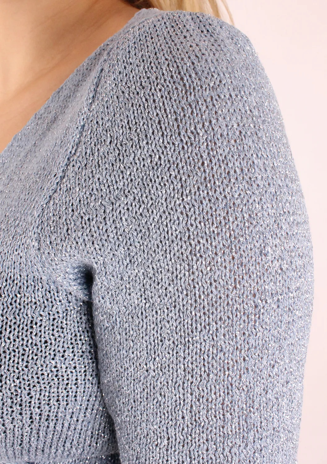 LOVEDRUNKY Shiny Wikkeltop Shiny top blauw metallic