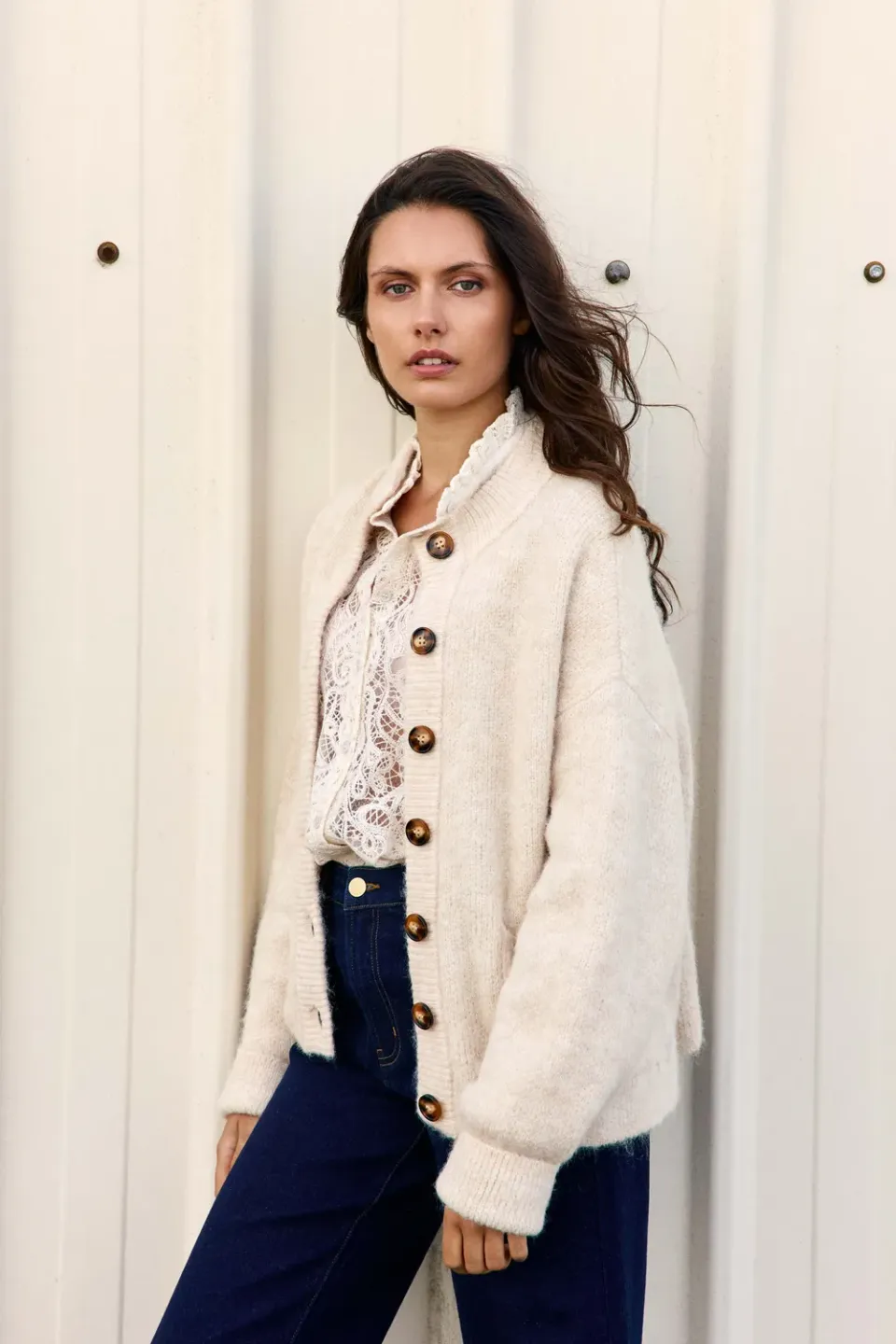 La Petite Etoile Marlin gebreid gilet beige