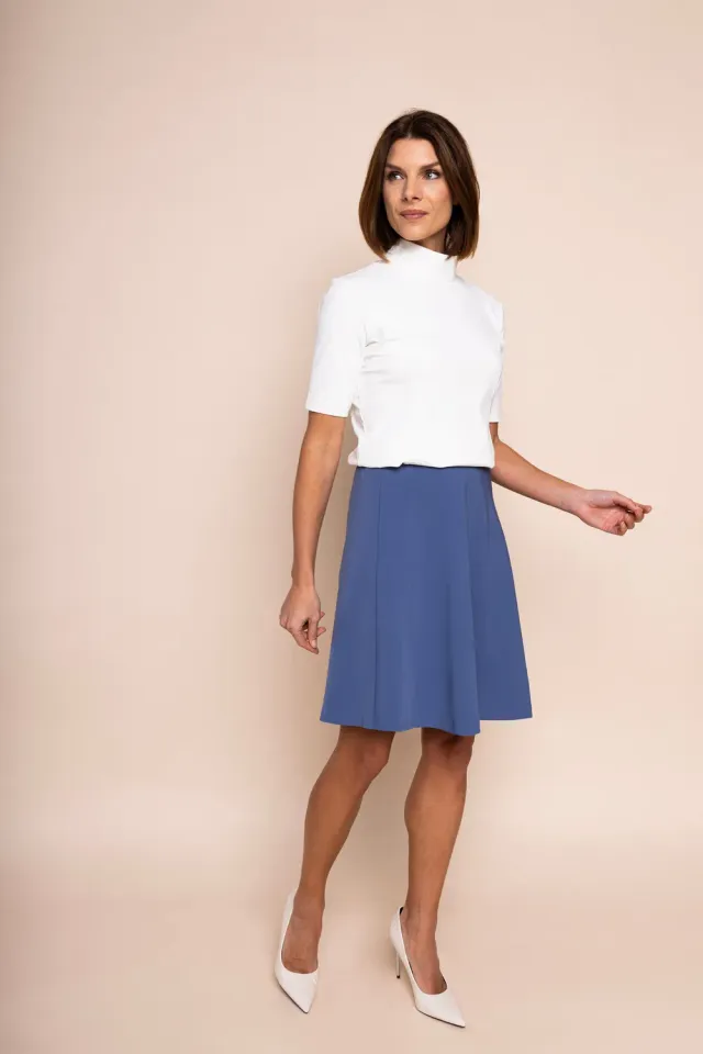 Laboutiek Flare Skirt rok oceaanblauw knielengte stretch