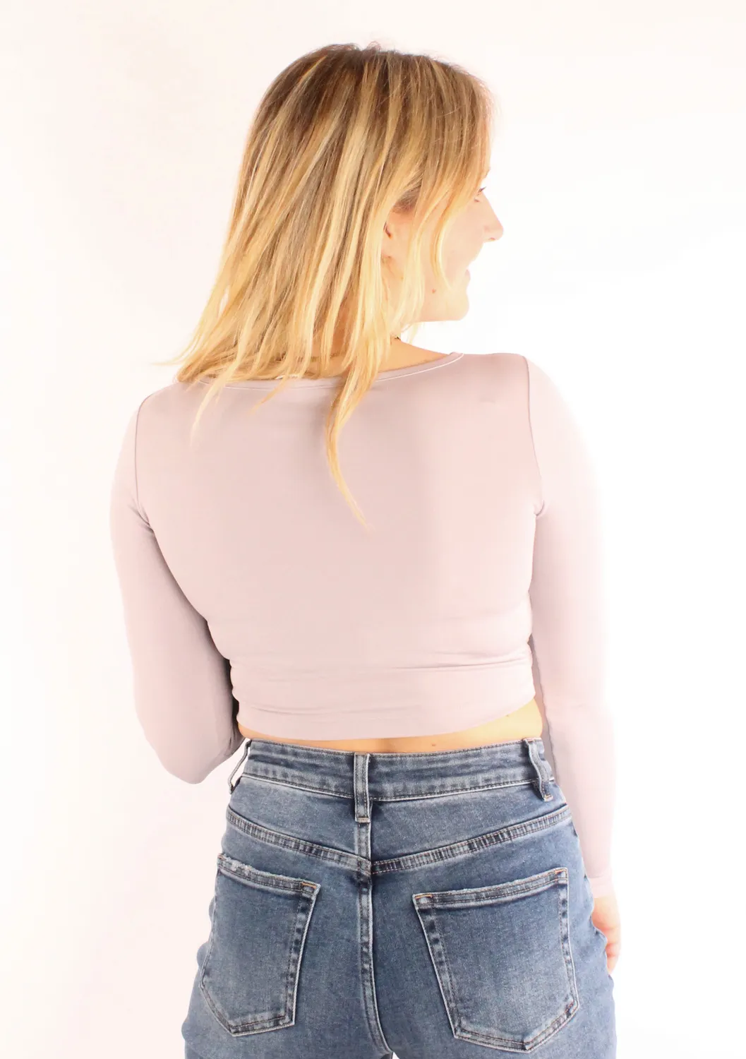 LOVEDRUNKY Cut Out grijze crop top stretch
