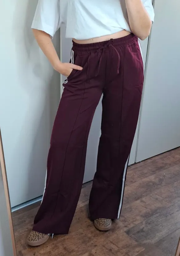 LOVEDRUNKY Broek Jogg broek maroon streep