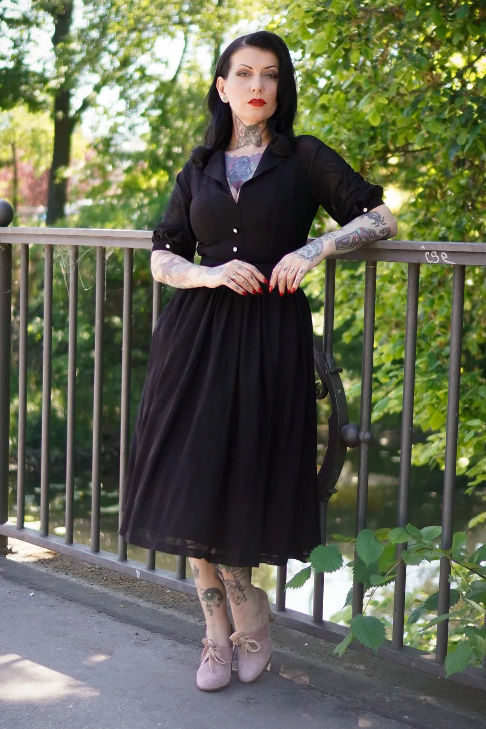 Tatyana Lily Vintage shirtjurk zwart kant