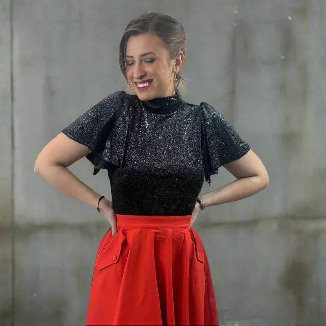 Tatyana Lilith Retro blouse midnight dazzle zwart