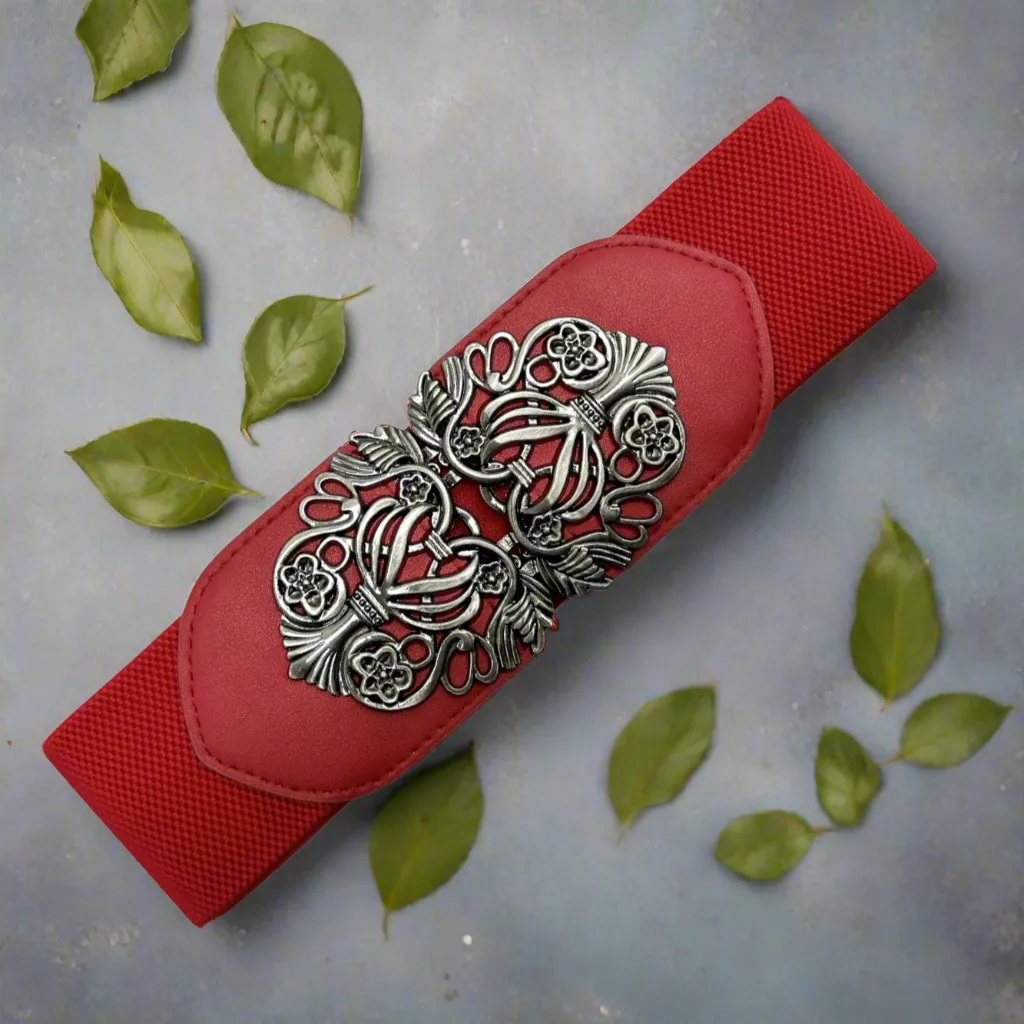 Tatyana Floral Filigree riem roze stretch