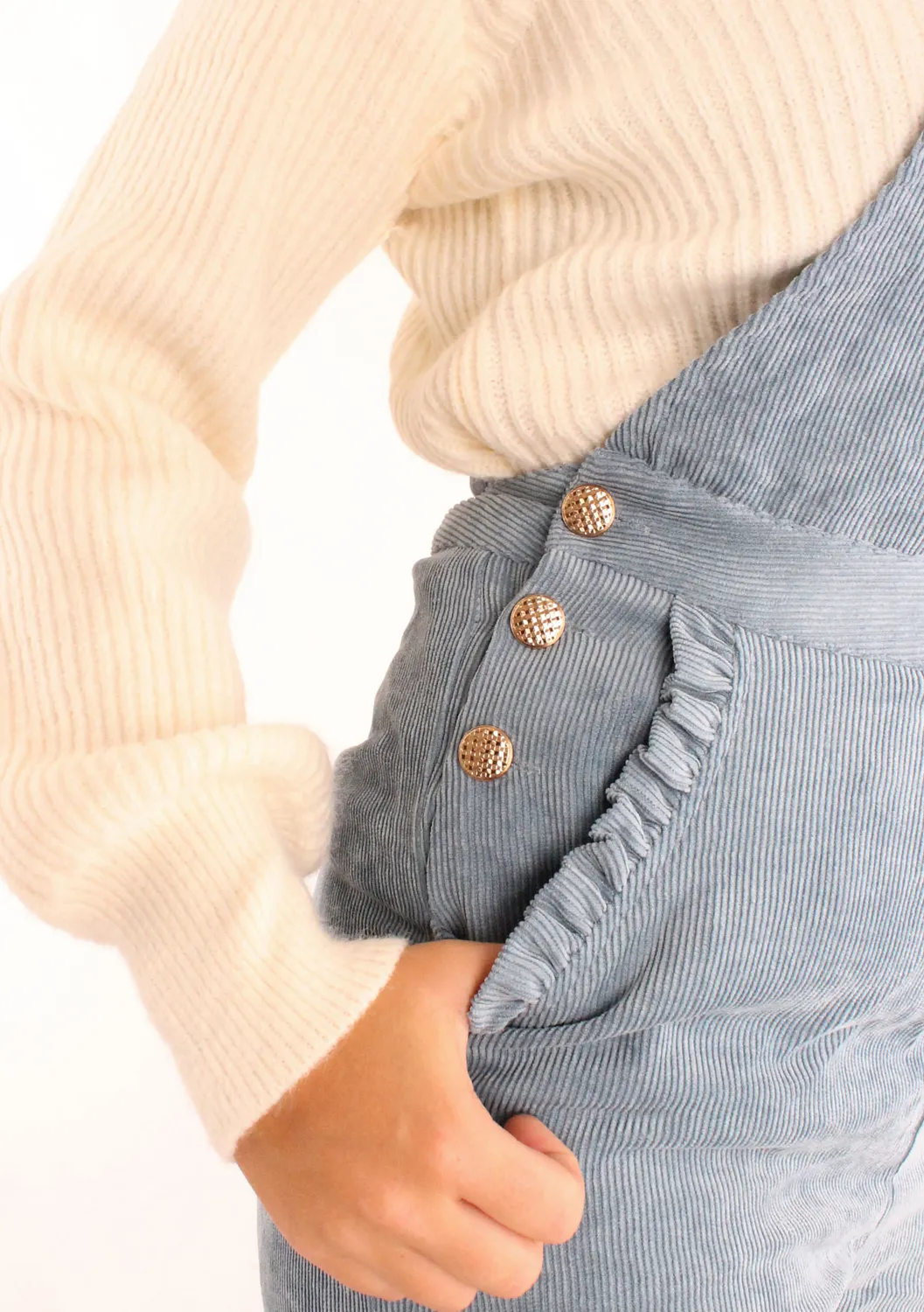 LOVEDRUNKY Corduroy jumpsuit blauw straight
