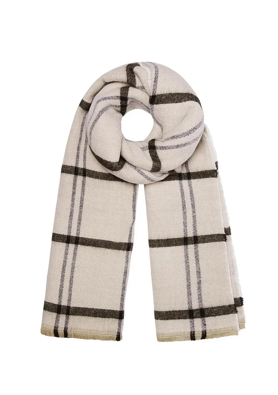 LOVEDRUNKY Gestreept sjaal beige – streeppatroon