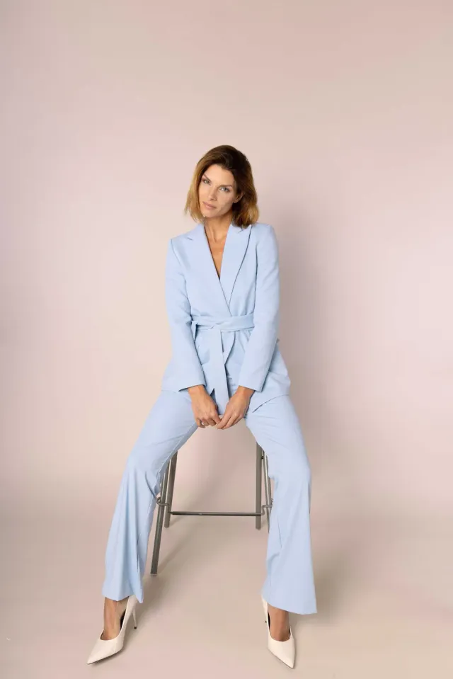 Laboutiek Elara Trouser Flair Broek Lichtblauw Stretch